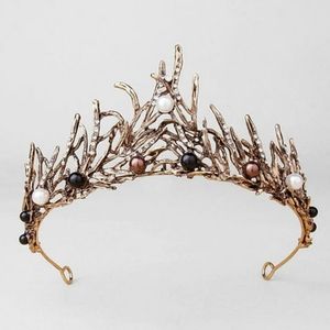 Gold Branch Pearl Tiara Headband